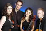 The Carudcci String Quartet with their instruments