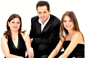Erato Piano Trio sitting with white background